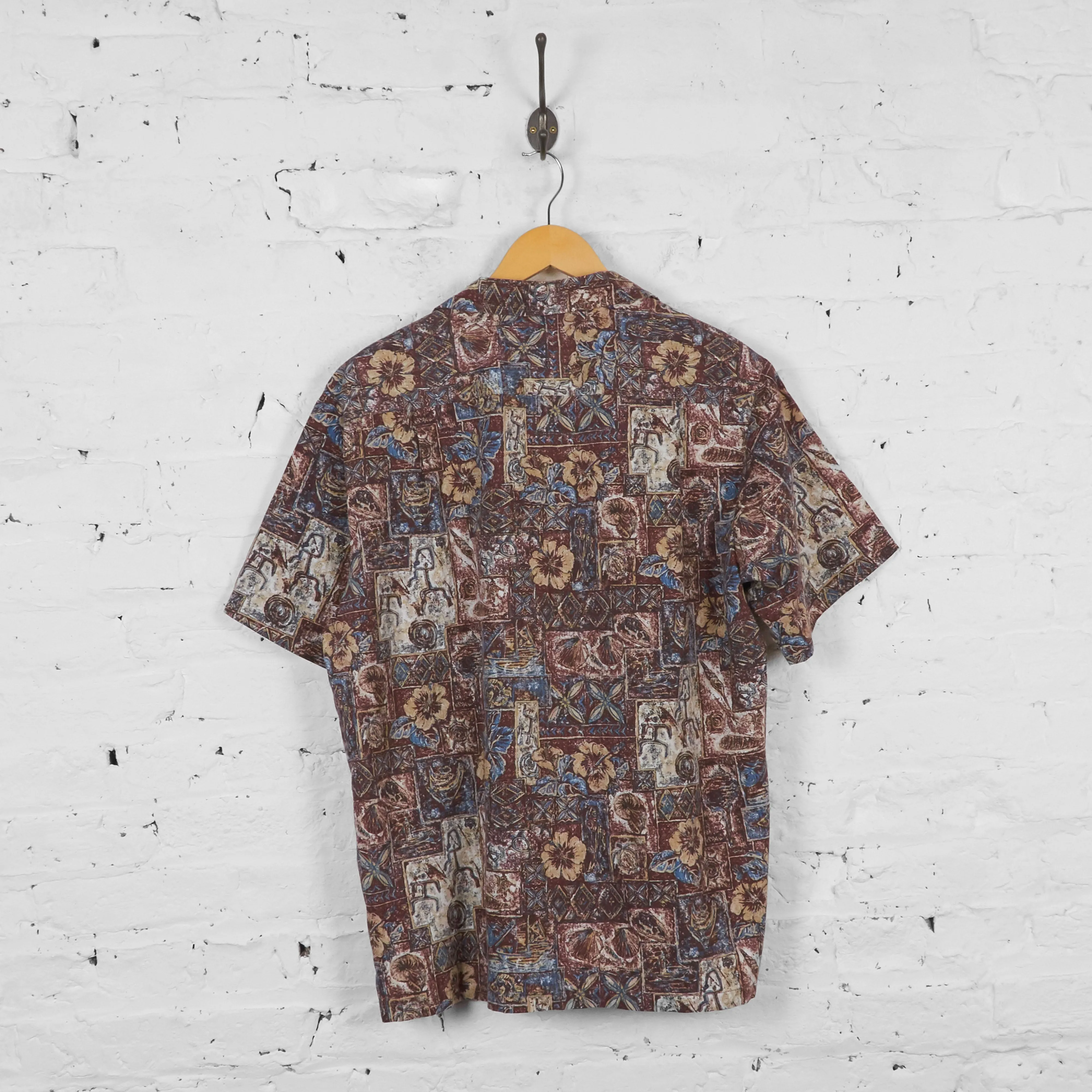 Vintage Abstract Party Shirt - Brown - L