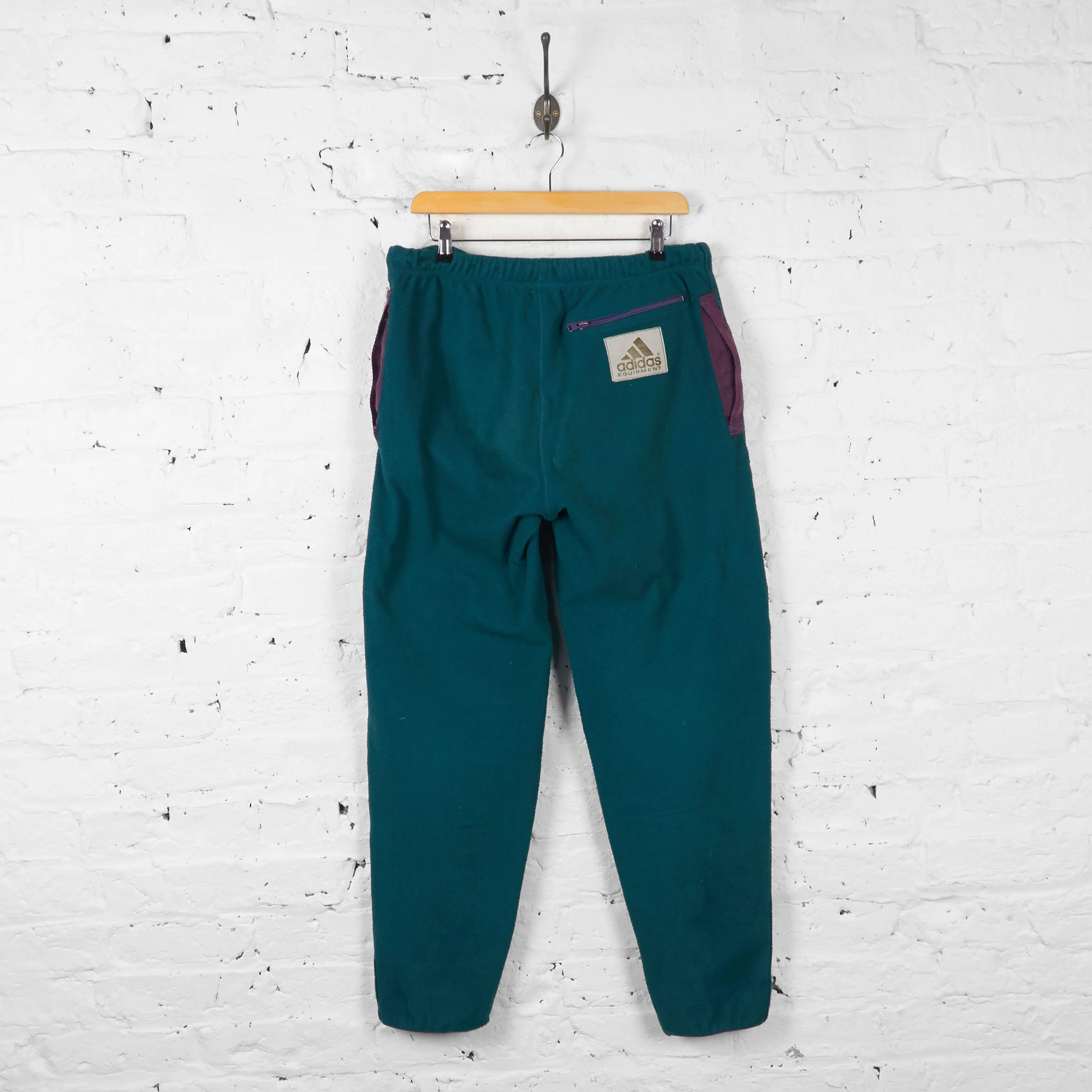Vintage Adidas Fleeced Tracksuit Bottoms - Green - M
