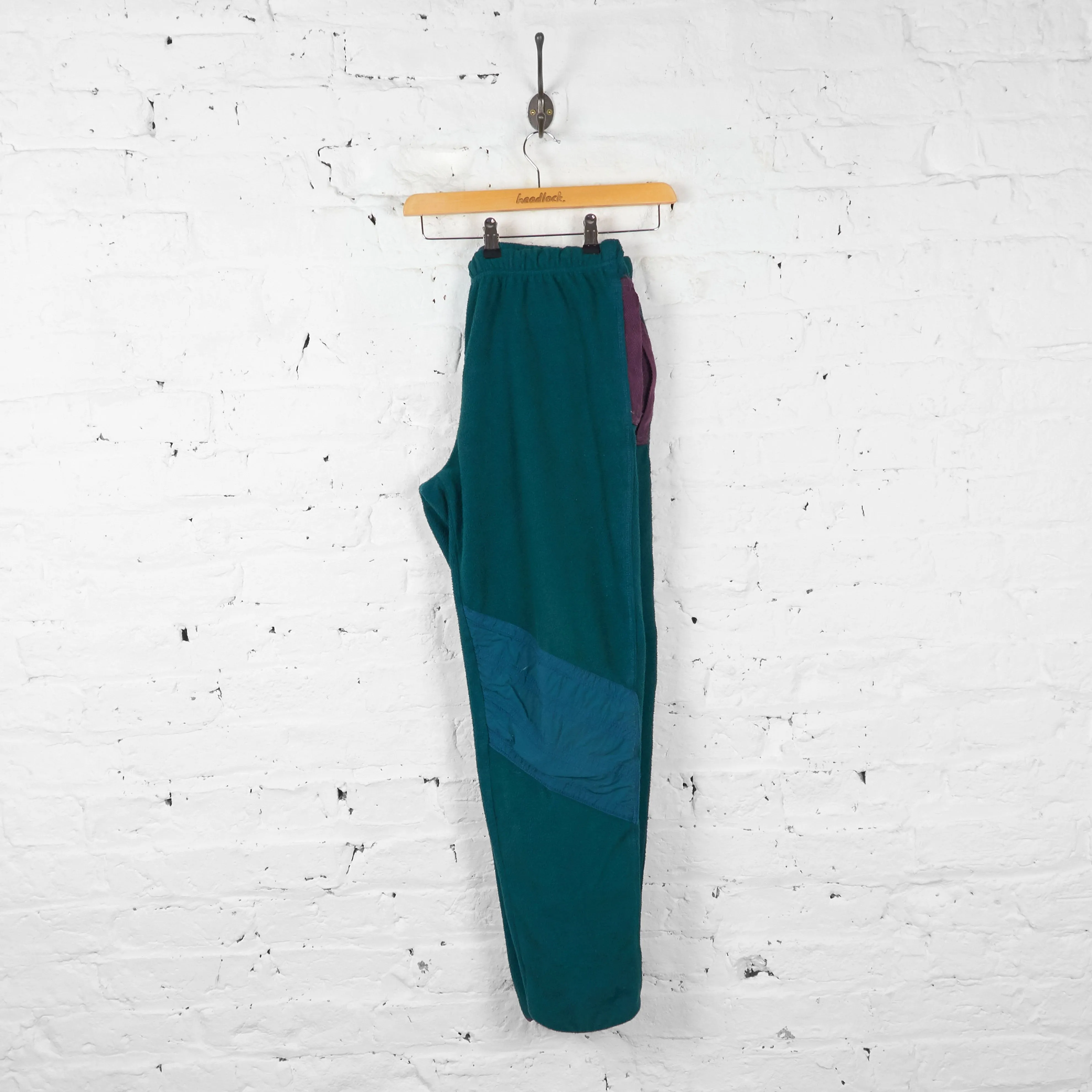 Vintage Adidas Fleeced Tracksuit Bottoms - Green - M