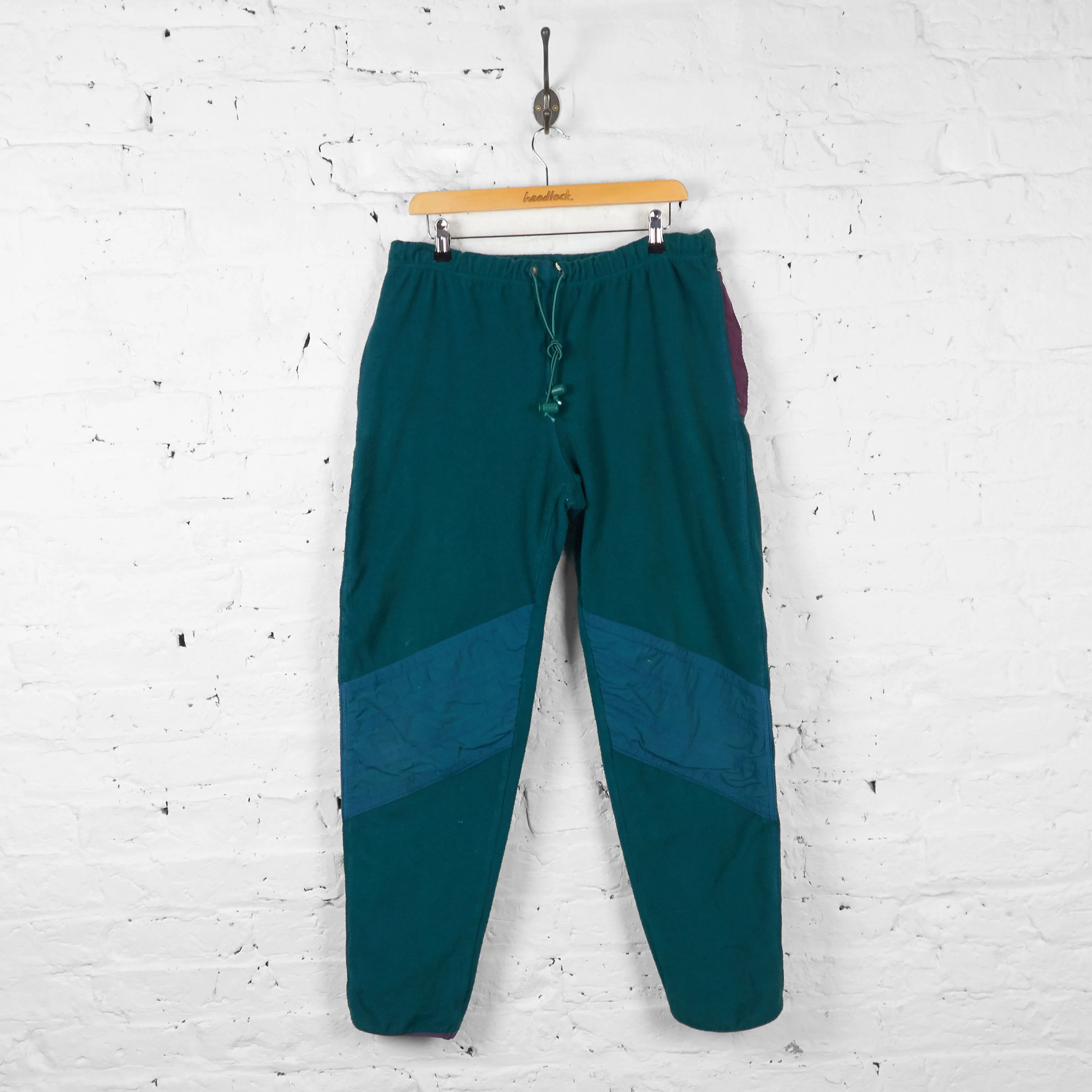 Vintage Adidas Fleeced Tracksuit Bottoms - Green - M