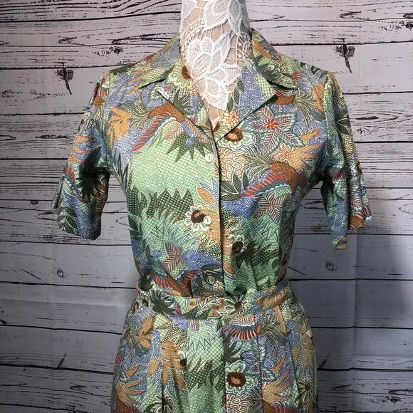 Vintage AGILE tropical Blouse &amp; skirt set both size 12