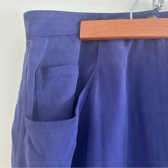 Vintage Anne Klein II Purple Blue 100% Silk Maxi Skirt Size 12