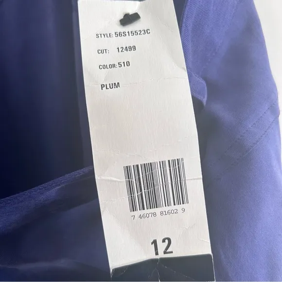 Vintage Anne Klein II Purple Blue 100% Silk Maxi Skirt Size 12