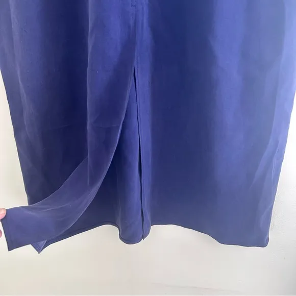 Vintage Anne Klein II Purple Blue 100% Silk Maxi Skirt Size 12