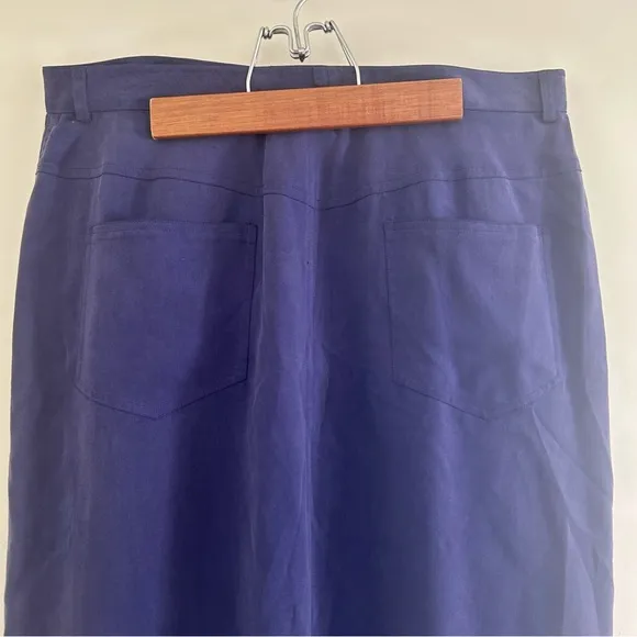 Vintage Anne Klein II Purple Blue 100% Silk Maxi Skirt Size 12
