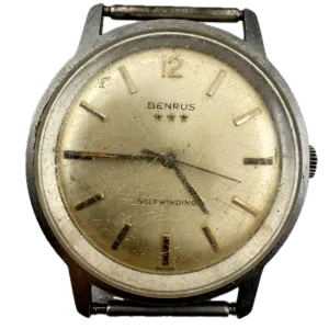 Vintage Benrus 3 Star Sunburst Men's Automatic Wristwatch FE 2D5 Swiss Steel