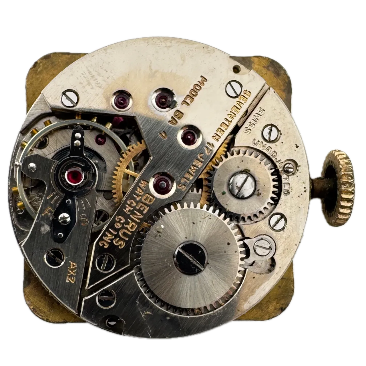 Vintage Benrus Square Men's Mechanical Wristwatch 900 Swiss Steel & 10k RGP