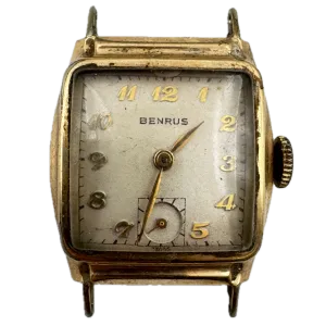 Vintage Benrus Square Men's Mechanical Wristwatch 900 Swiss Steel & 10k RGP