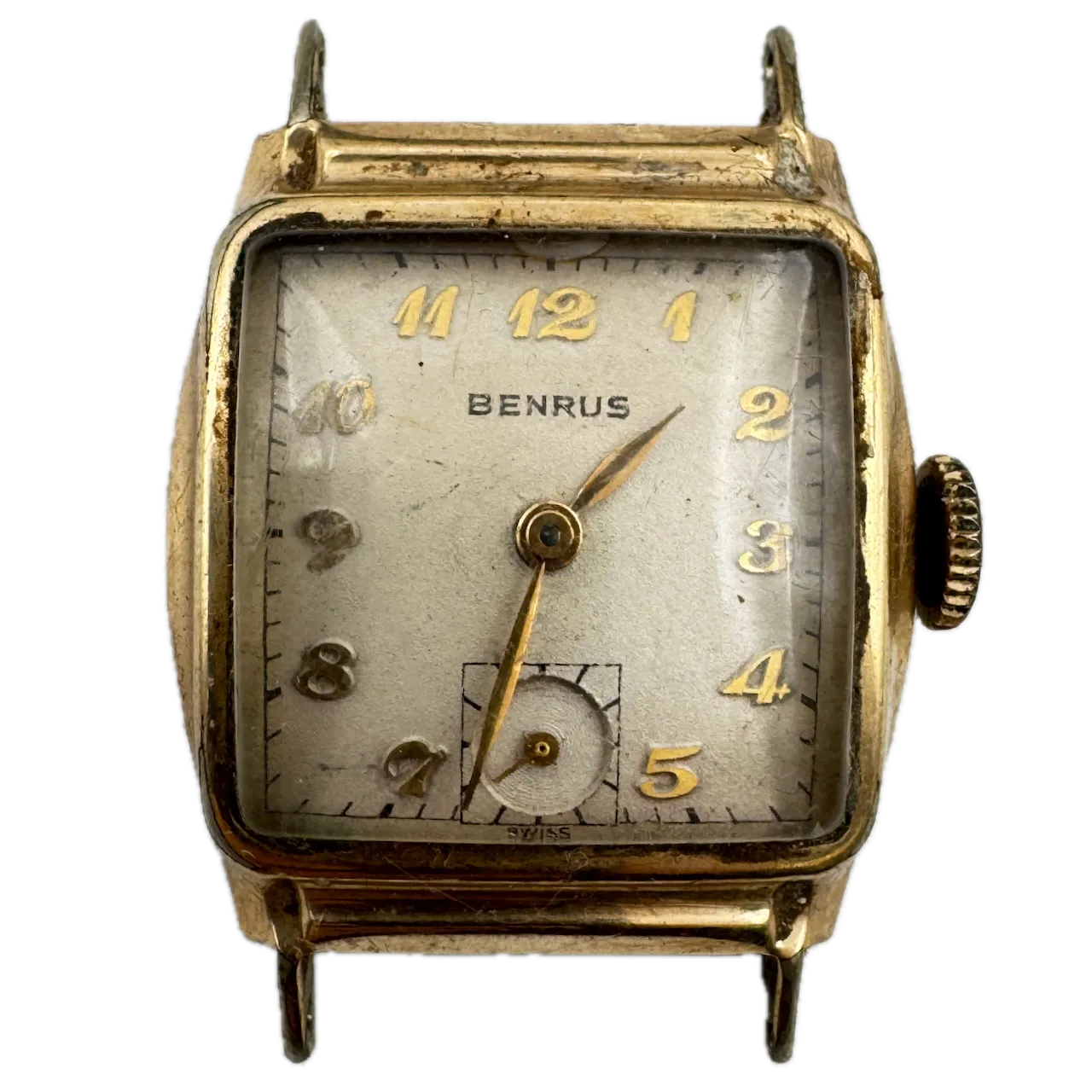 Vintage Benrus Square Men's Mechanical Wristwatch 900 Swiss Steel & 10k RGP