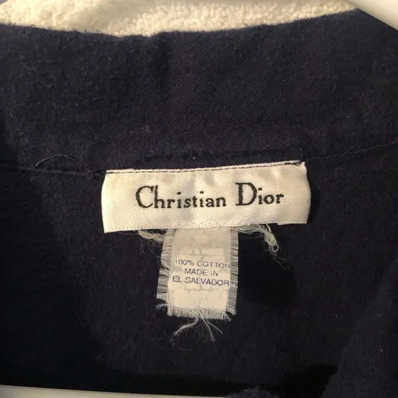 Vintage Christian Dior Plaid and Navy Sleep Shirt Gown