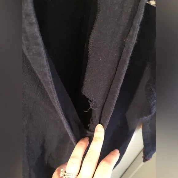 Vintage Christian Dior Plaid and Navy Sleep Shirt Gown