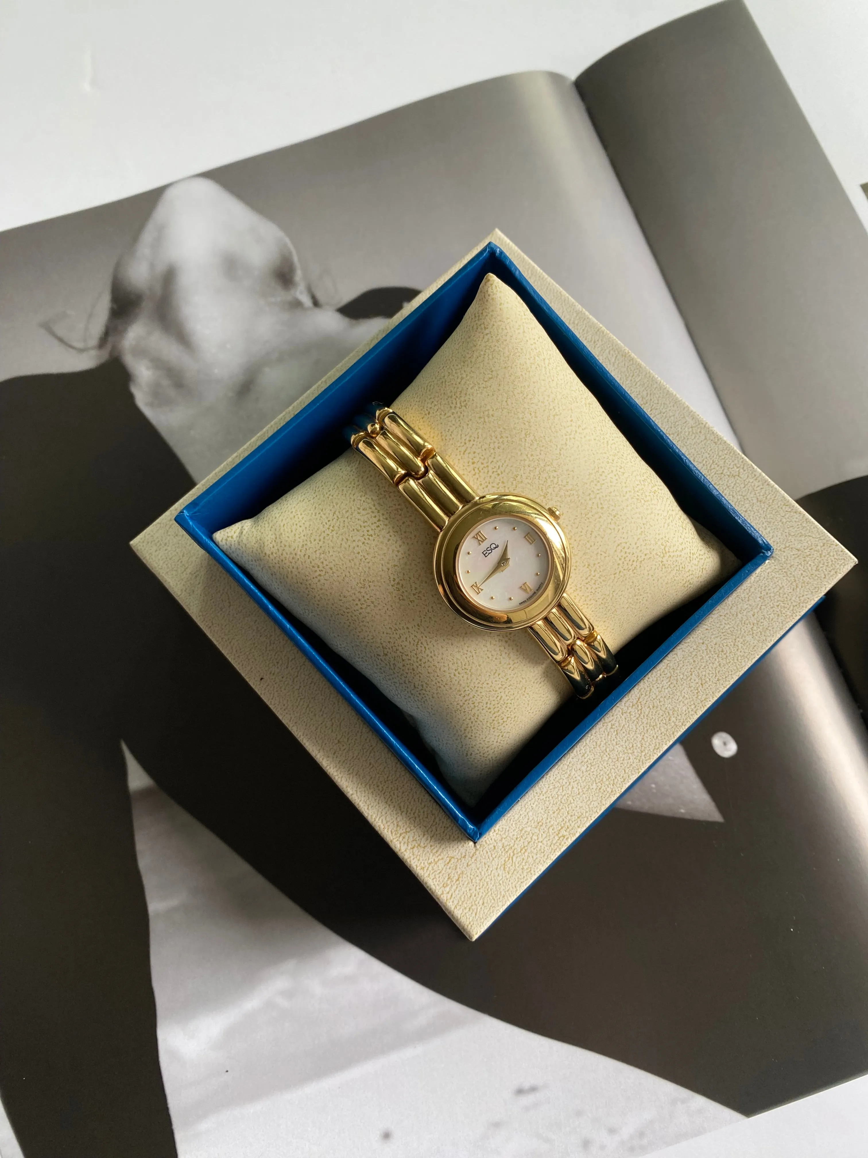 Vintage Circle Mother of Pearl Dial Gold ladies ESQ Watch