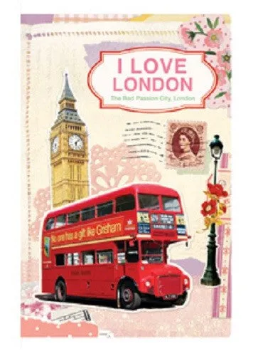 Vintage Collage Stitch Line Note (S) - London