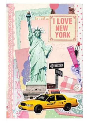 Vintage Collage Stitch Line Note (S) - New York