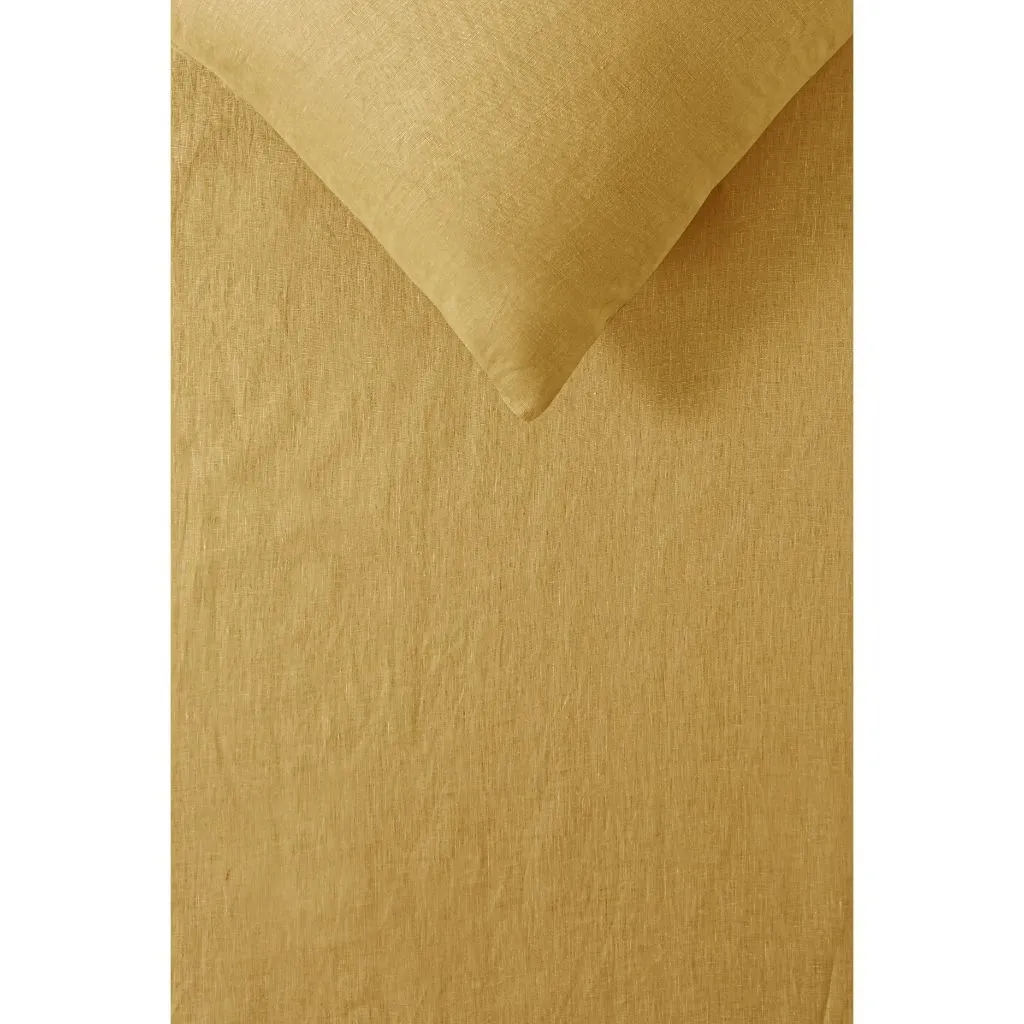 Vintage Design Orchre French 100% Linen Sheet Set