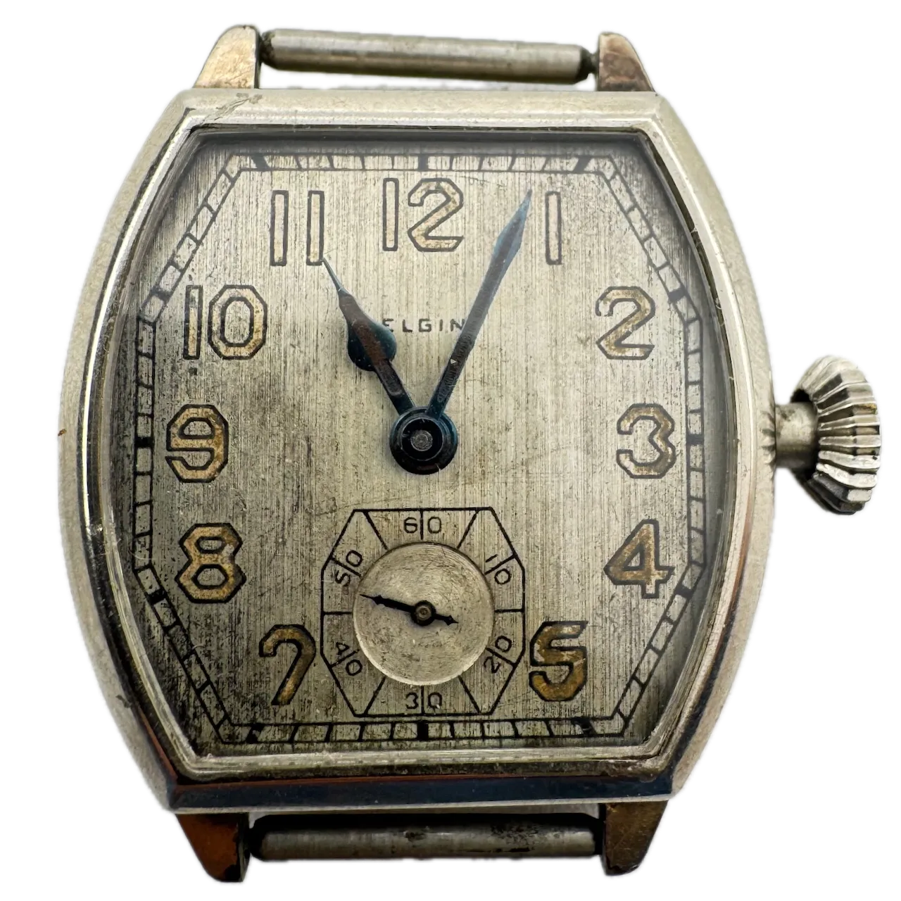 Vintage Elgin Art Deco Men's Mechanical Wristwatch 464 USA 14k White GF