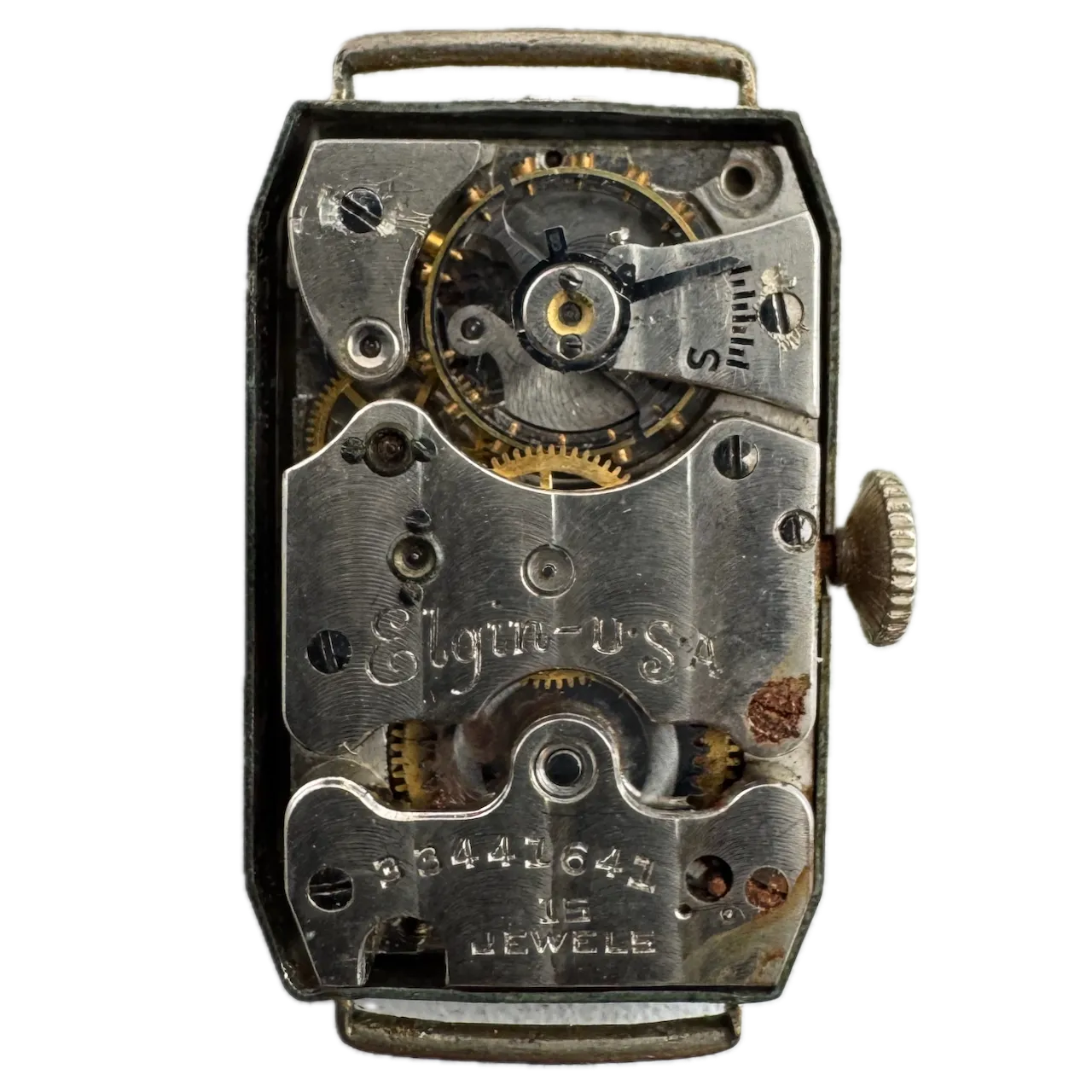 Vintage Elgin Art Deco Wire Lug Men's Mechanical Wristwatch 484 14k White GF