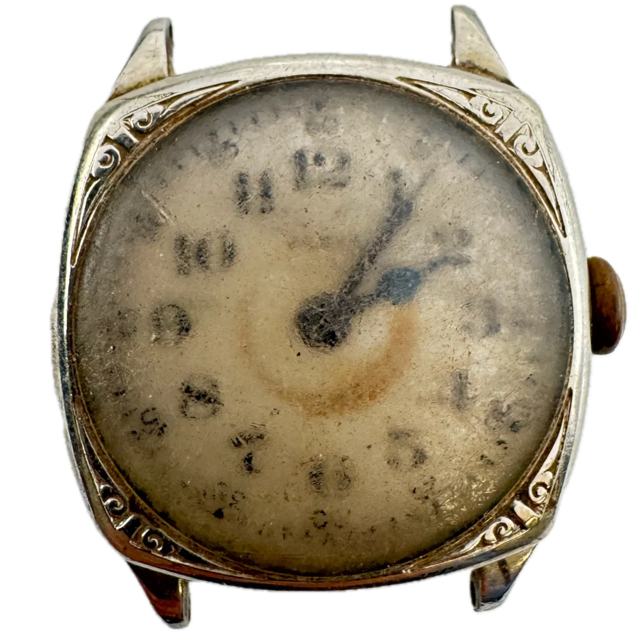 Vintage Elgin Cushion Deco Men's Mechanical Wristwatch 502 USA 14k White GF