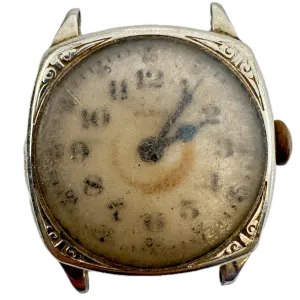 Vintage Elgin Cushion Deco Men's Mechanical Wristwatch 502 USA 14k White GF