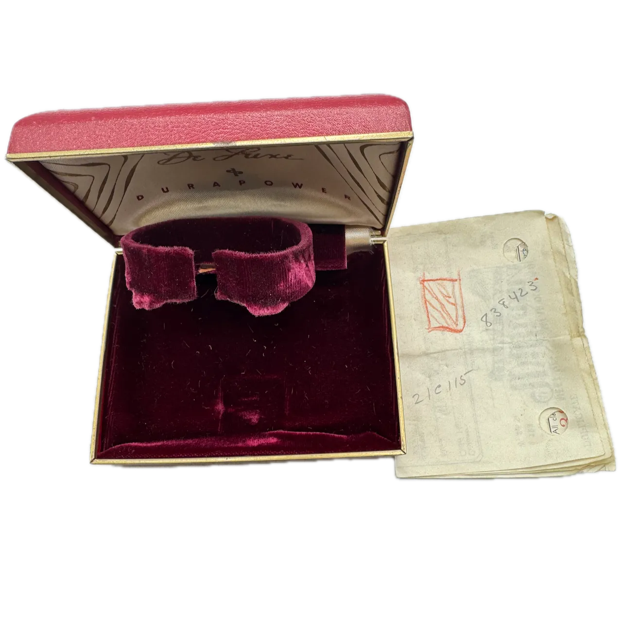 Vintage Elgin Floating Display Men's Wristwatch Box Felt & Leatherw/ Papers