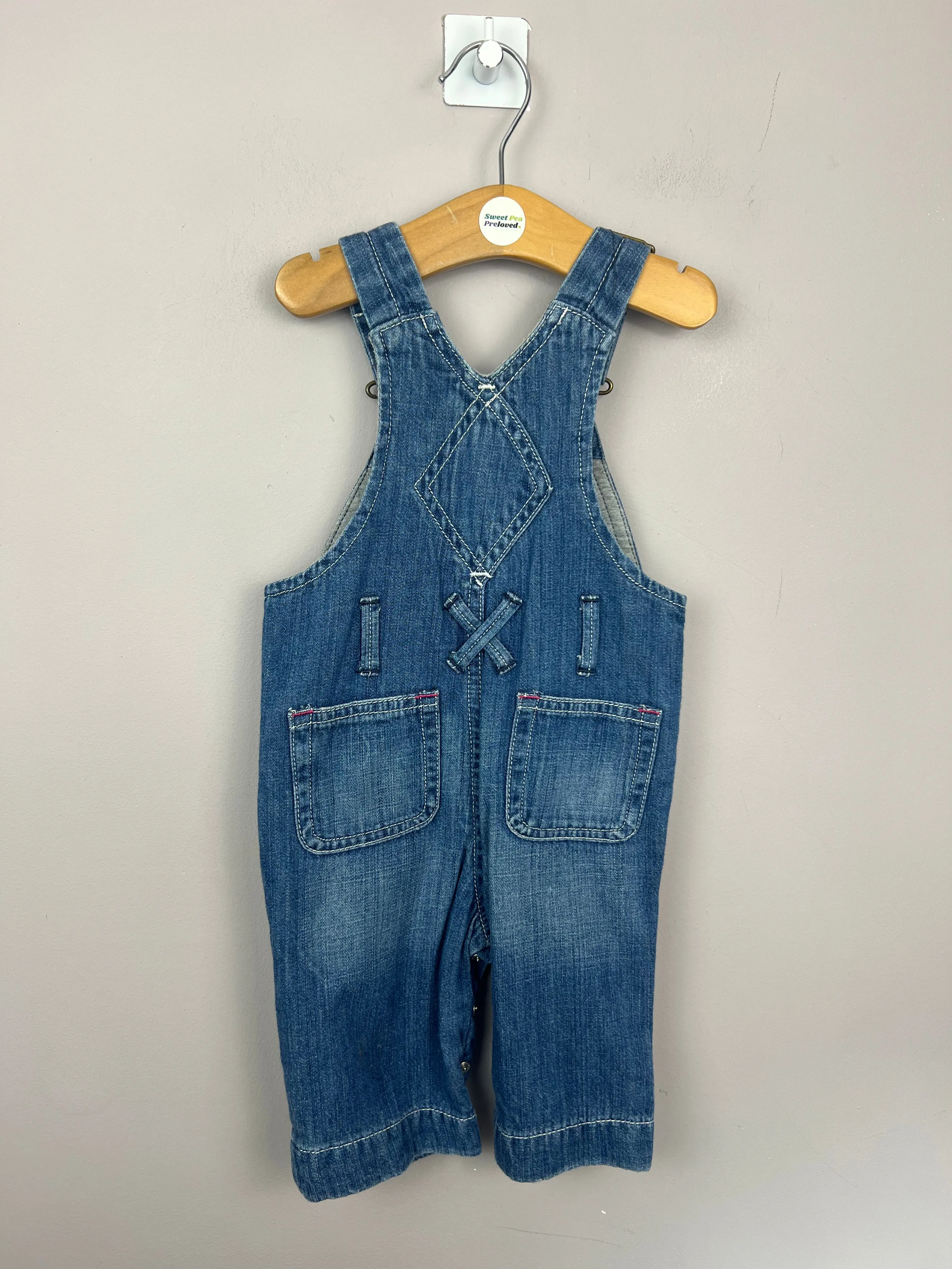 Vintage Gap embroidered pocket denim dungarees 3-6m