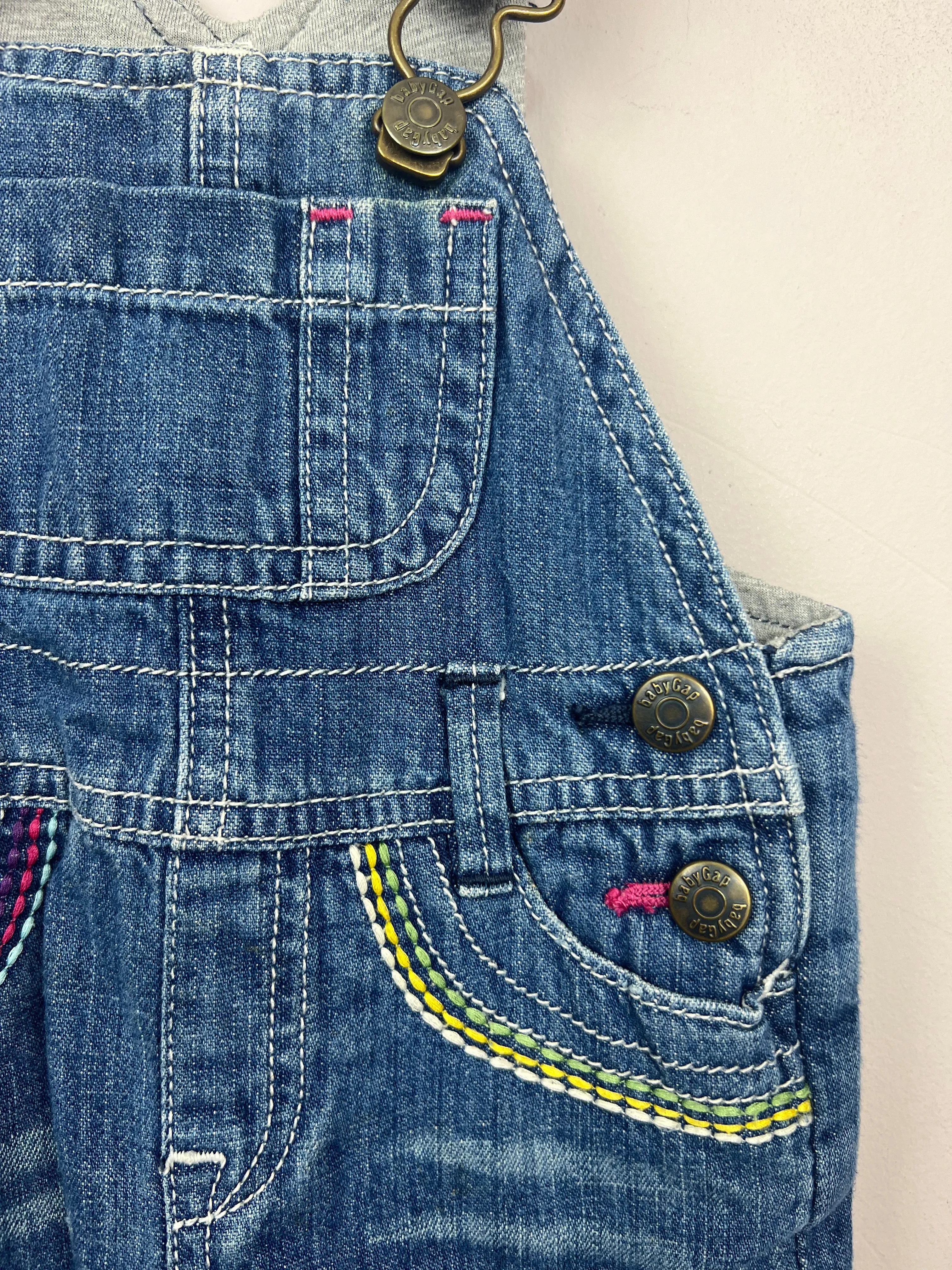 Vintage Gap embroidered pocket denim dungarees 3-6m