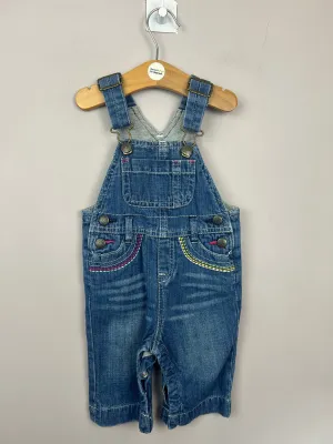 Vintage Gap embroidered pocket denim dungarees 3-6m