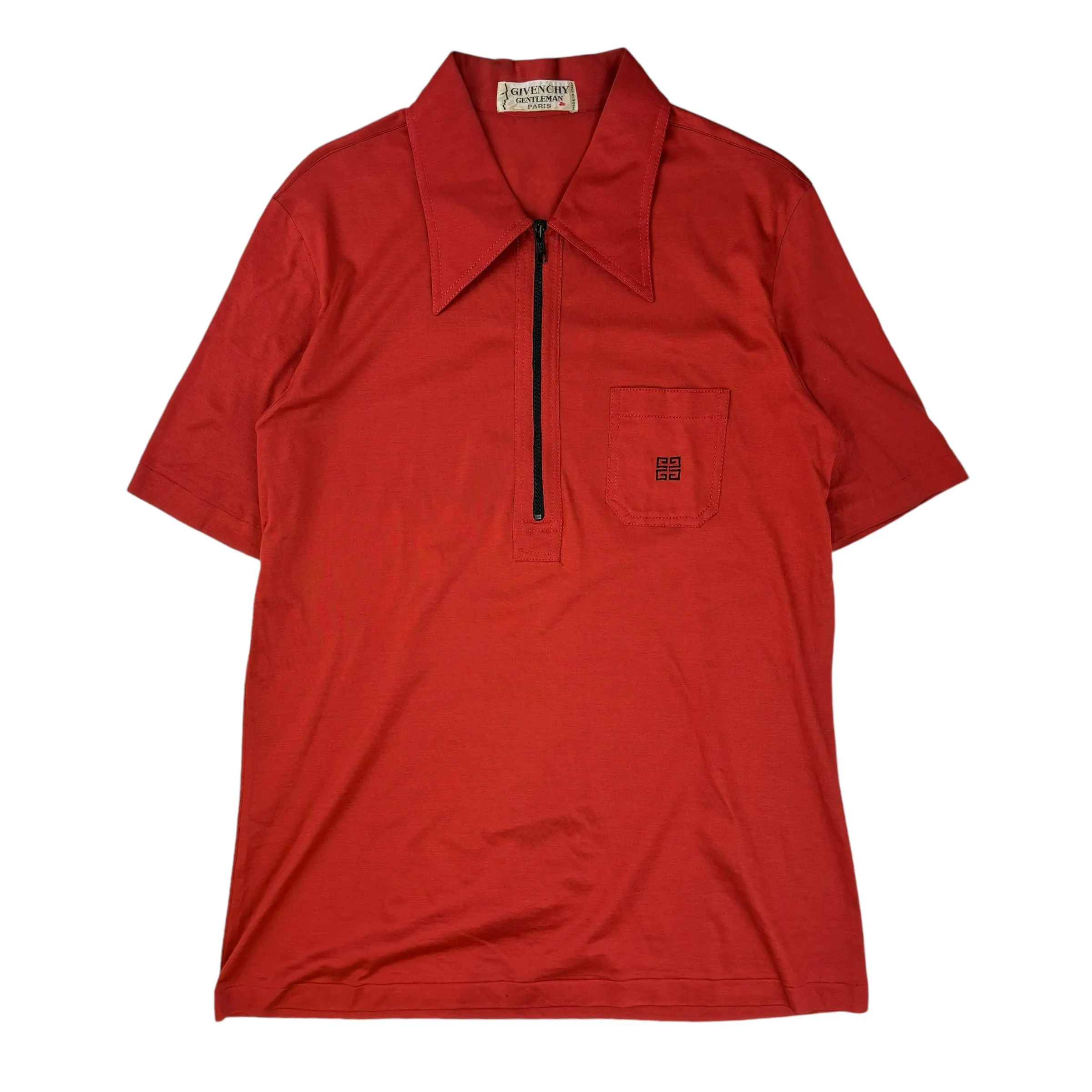 Vintage Givenchy Gentleman Half-Zip Pocket T-Shirt Orange