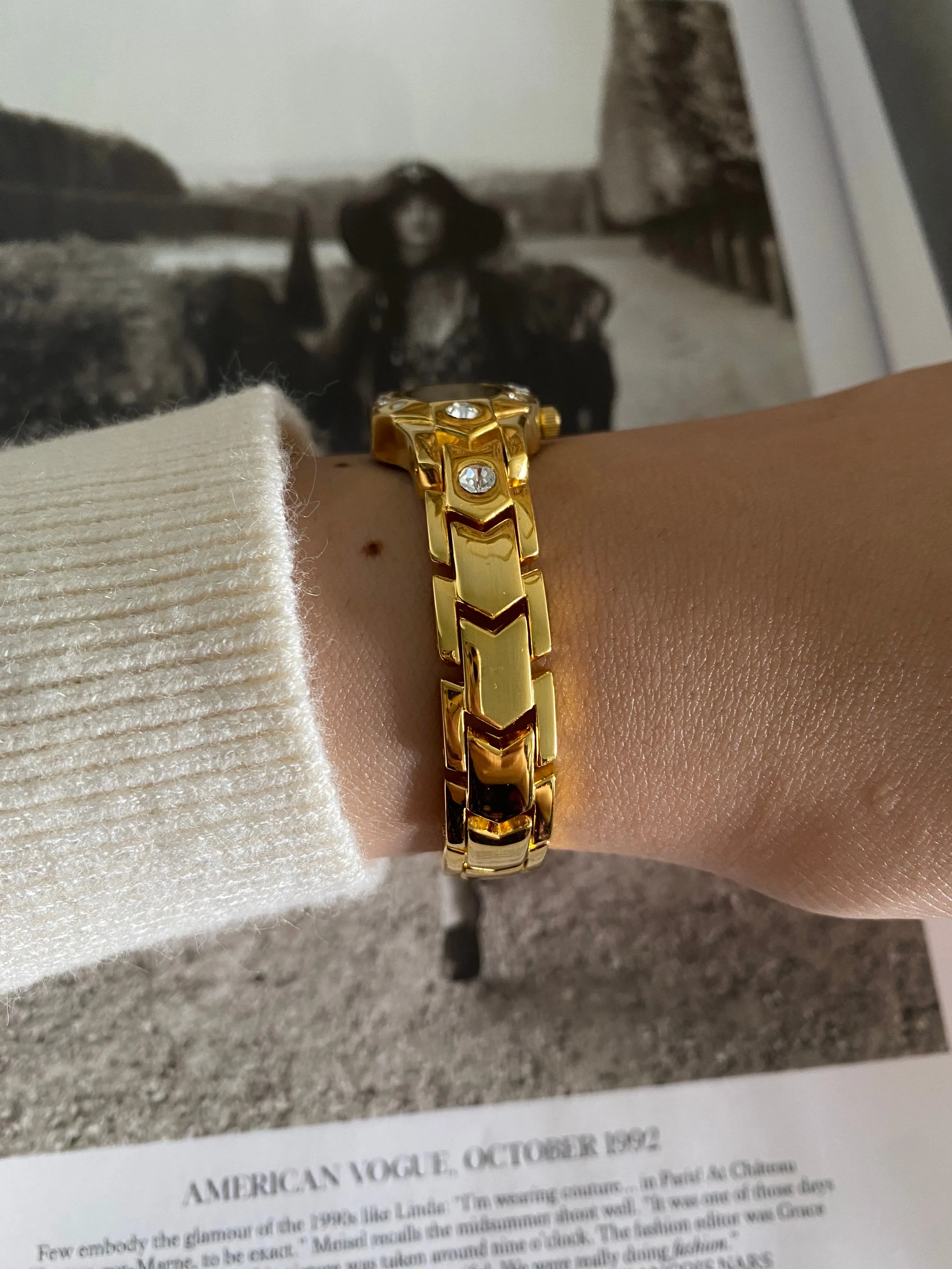 Vintage Gold Tone Ice Castle Dainty Ladies Watch from the 1990s