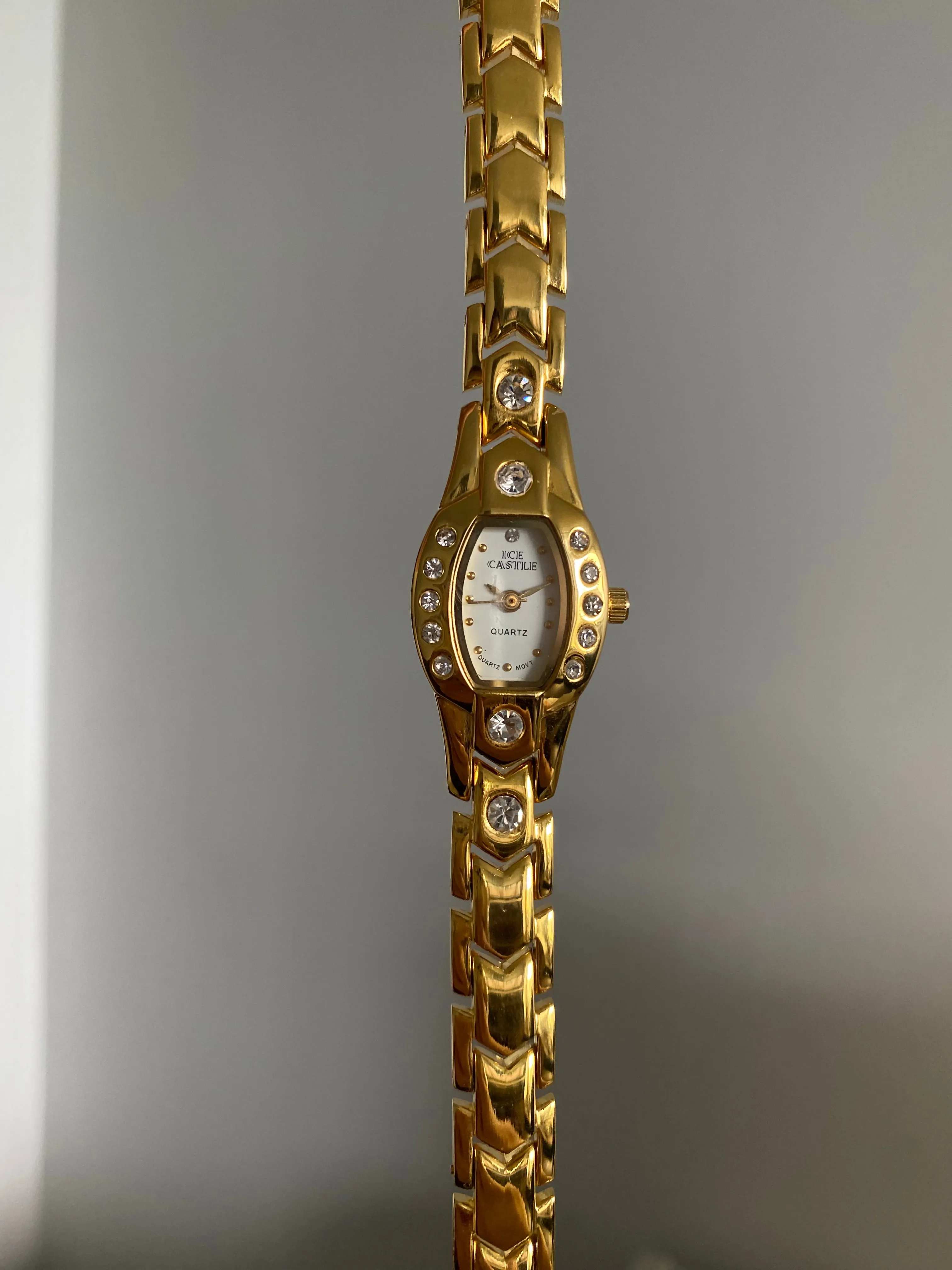 Vintage Gold Tone Ice Castle Dainty Ladies Watch from the 1990s