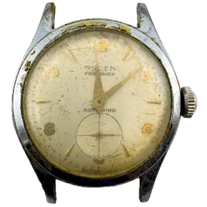 Vintage Gruen Precision Men's Automatic Wristwatch Swiss Chrome Incomplete