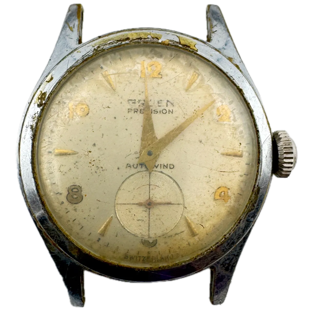 Vintage Gruen Precision Men's Automatic Wristwatch Swiss Chrome Incomplete