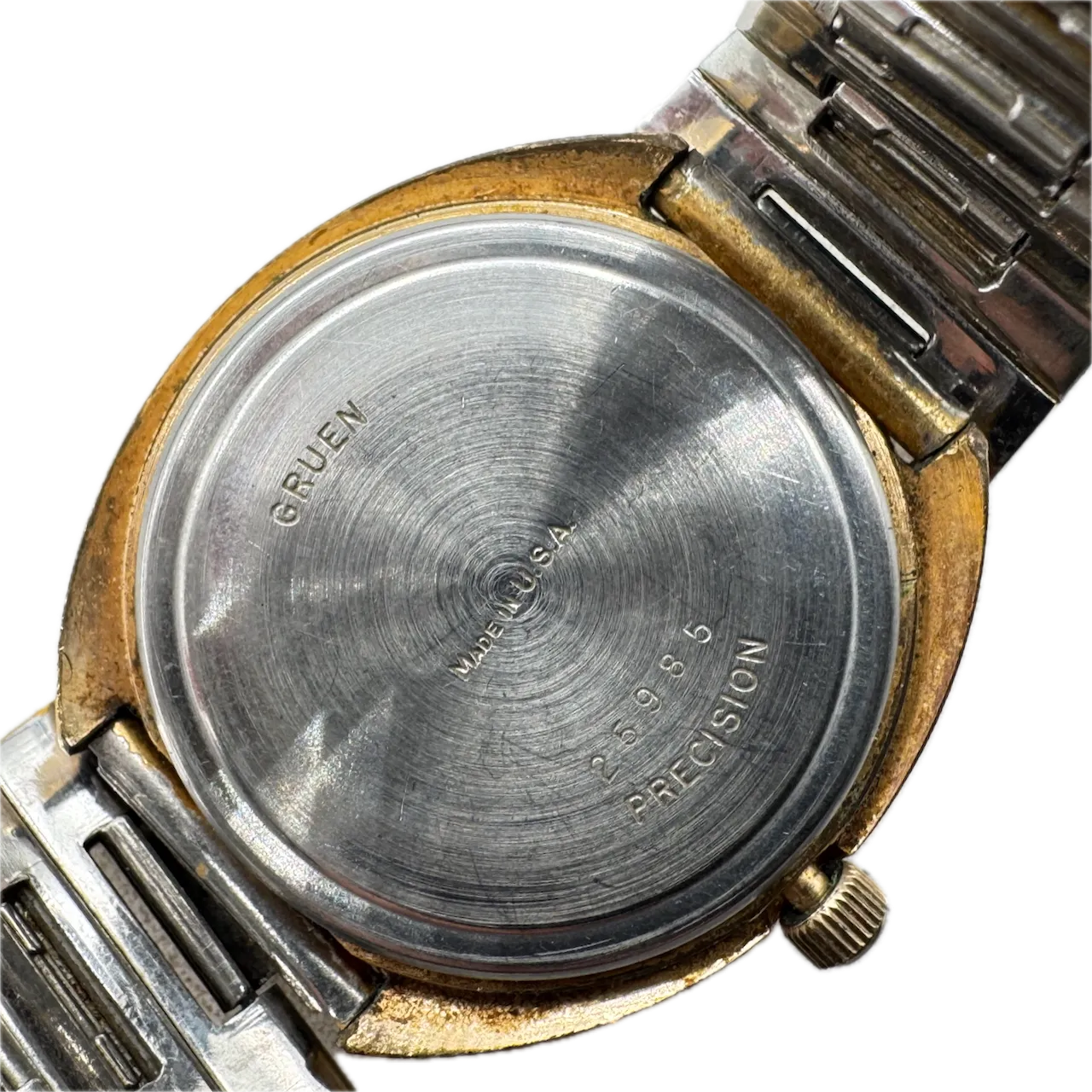 Vintage Gruen Teletime Egg Case Men's Digital LED Wristwatch USA Gold Tone