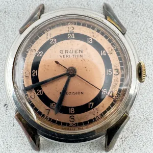 Vintage Gruen Veri-thin Pan America Men's Mechanical Wristwatch 420SS Gold Tone
