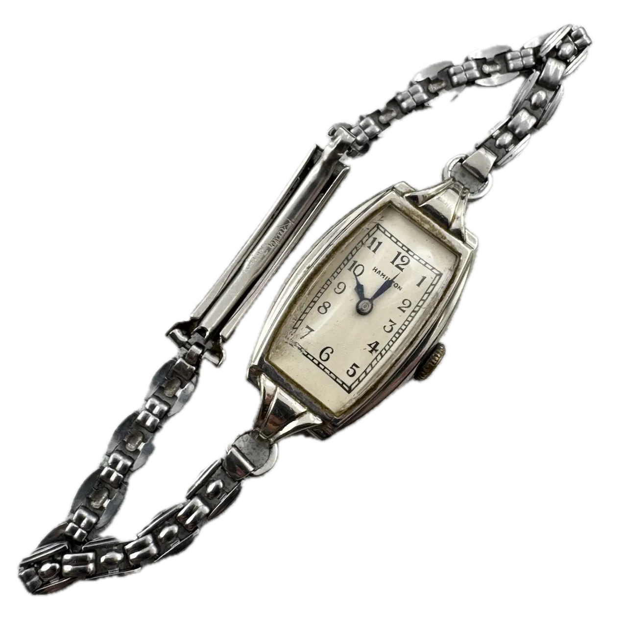 Vintage Hamilton Art Deco Ladies Mechanical Wristwatch 989 USA 14k White GF