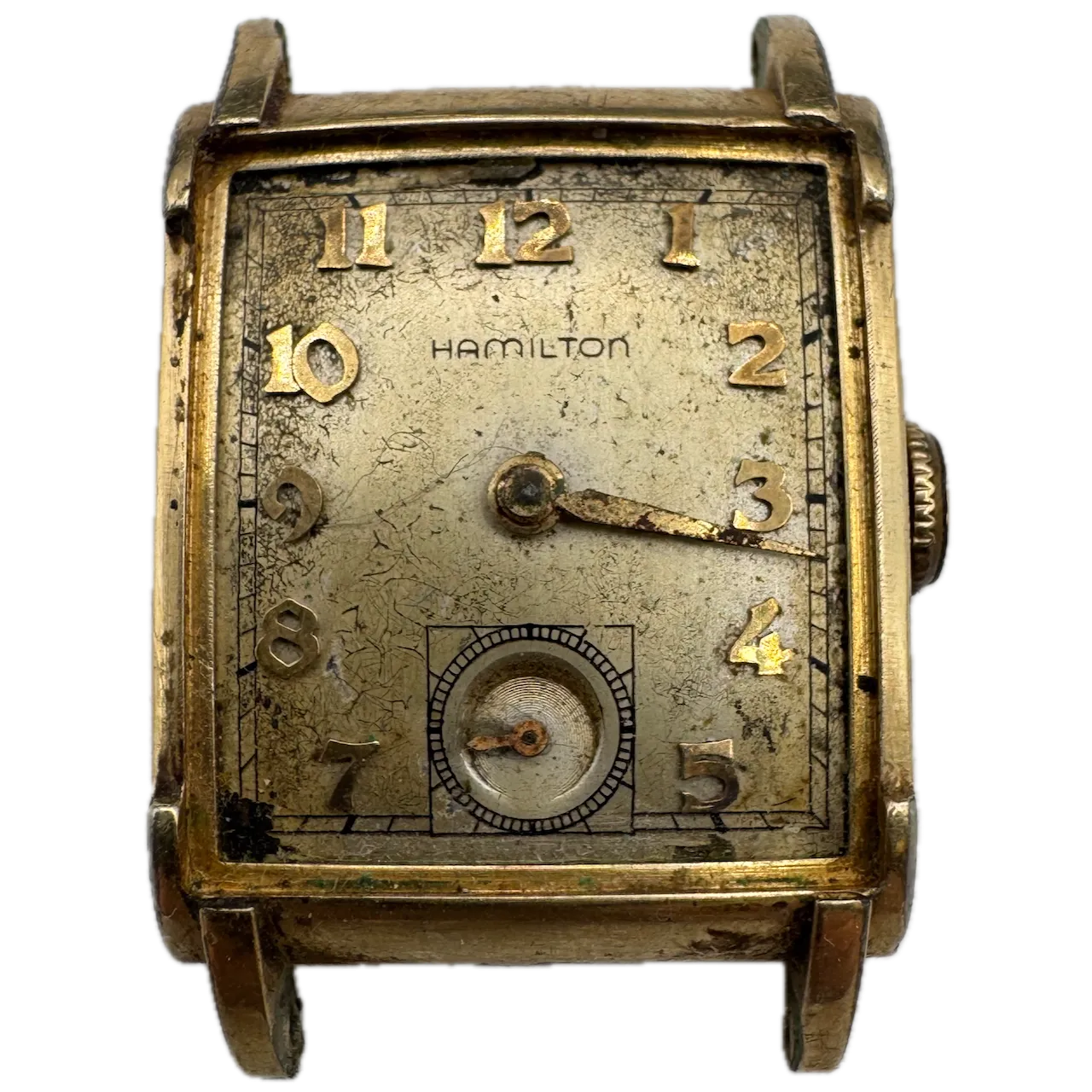 Vintage Hamilton Perry Men's Mechanical Wristwatch 982 USA 14k Gold FilledRust