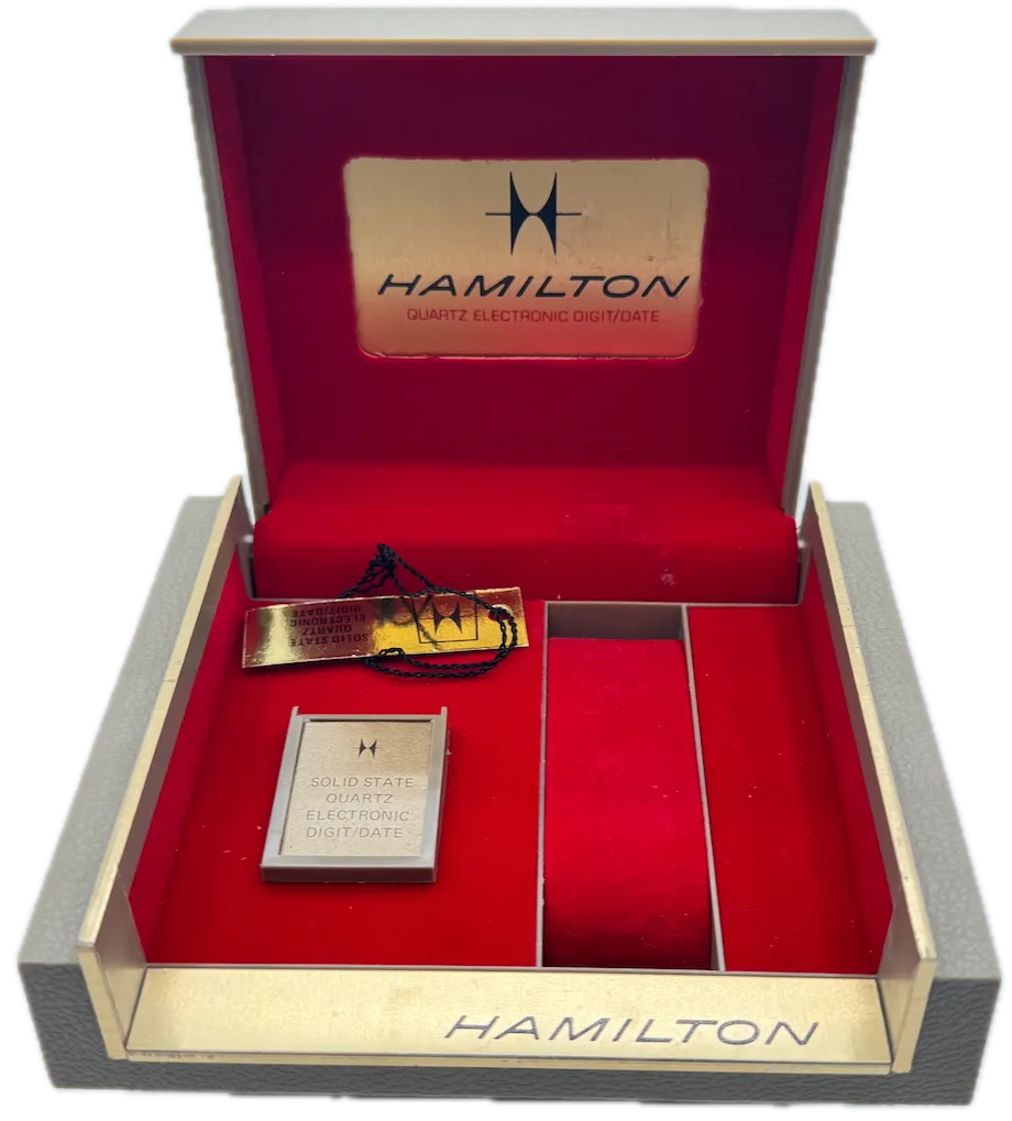 Vintage Hamilton QED II Men's Wristwatch Box Plastic & Felt Linedw/ Papers