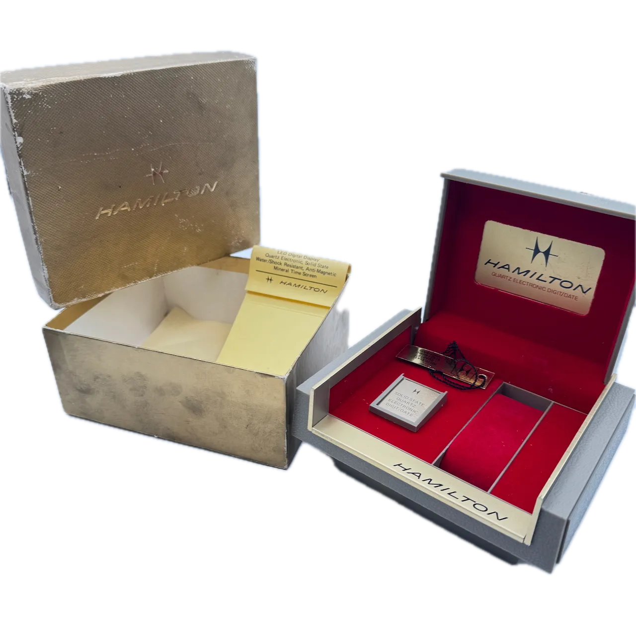 Vintage Hamilton QED II Men's Wristwatch Box Plastic & Felt Linedw/ Papers