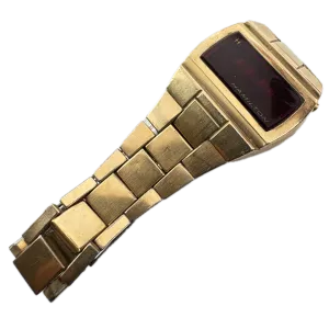 Vintage Hamilton QED Men's Digital LED Wristwatch USA Steel & 10k RGP for Parts