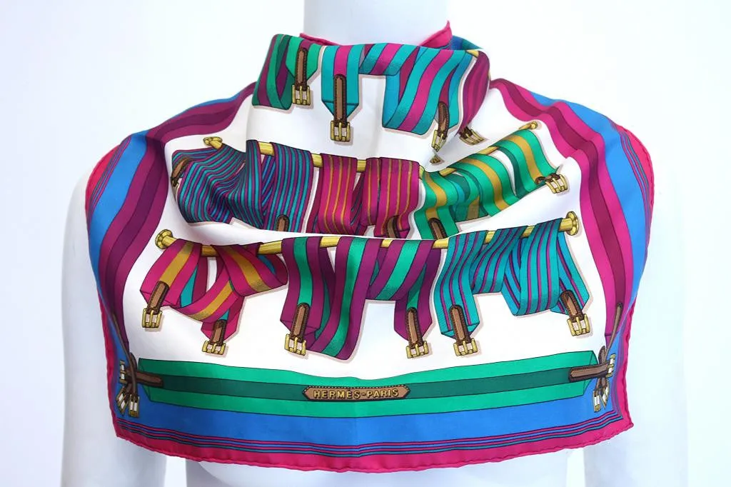 Vintage HERMES Equestrian Print Pocket Scarf