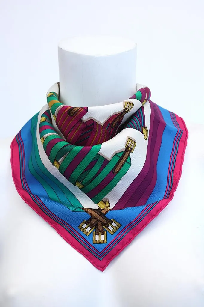 Vintage HERMES Equestrian Print Pocket Scarf