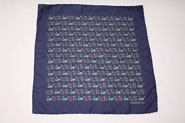 Vintage HERMES Swan Print Pocket Scarf