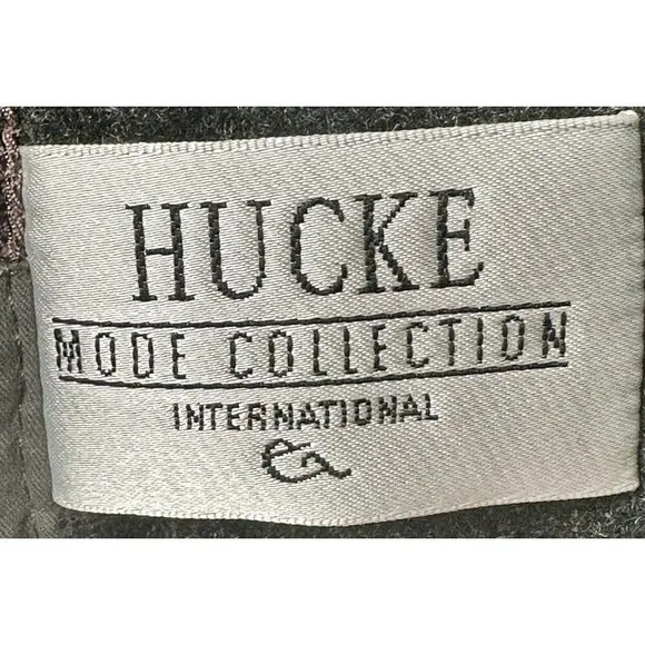 Vintage Hucke Mode Collection Trench Coat Womens Size 12 Grey Wool Lined Hooded