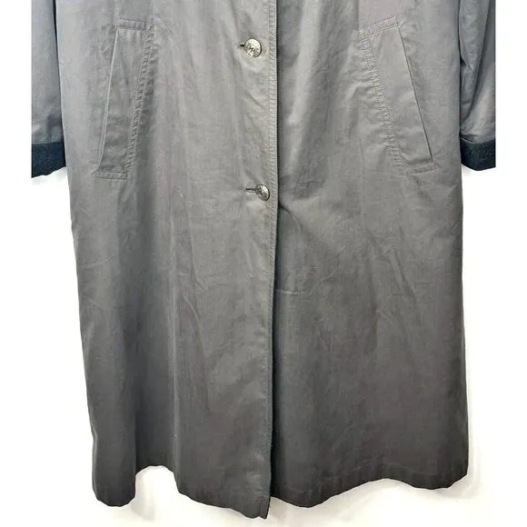 Vintage Hucke Mode Collection Trench Coat Womens Size 12 Grey Wool Lined Hooded