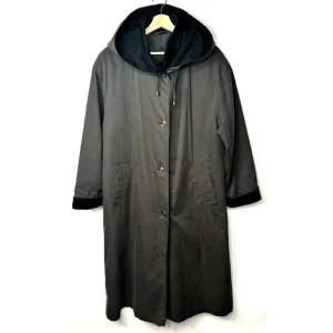 Vintage Hucke Mode Collection Trench Coat Womens Size 12 Grey Wool Lined Hooded