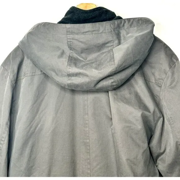 Vintage Hucke Mode Collection Trench Coat Womens Size 12 Grey Wool Lined Hooded