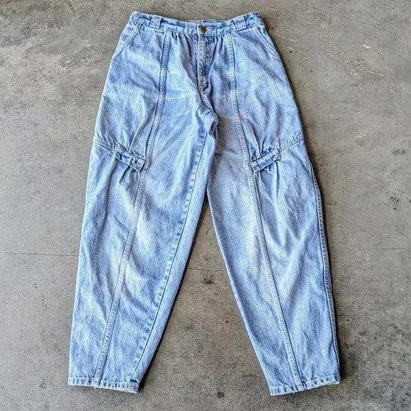 Vintage Jag Light Blue Denim Front Seam High Rise Tapered Leg Jeans