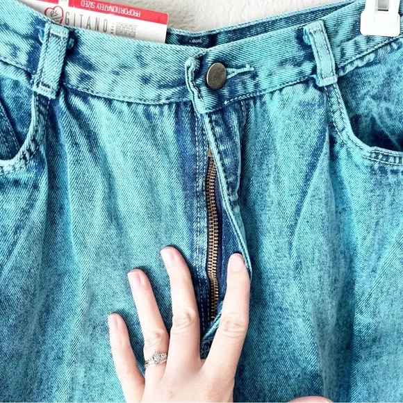 Vintage Jeans Women's 12 26&quot; Waist Gitano Acid Wash Teal NWT Deadstock