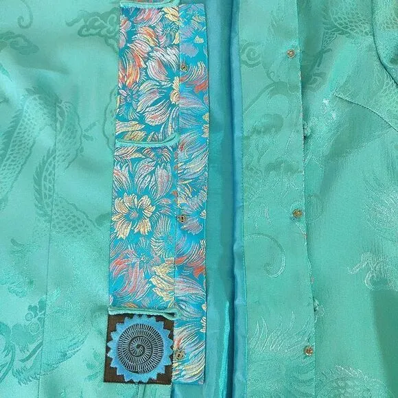 Vintage jewel tone embroidered button front oriental jacket