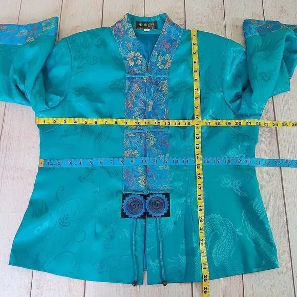 Vintage jewel tone embroidered button front oriental jacket